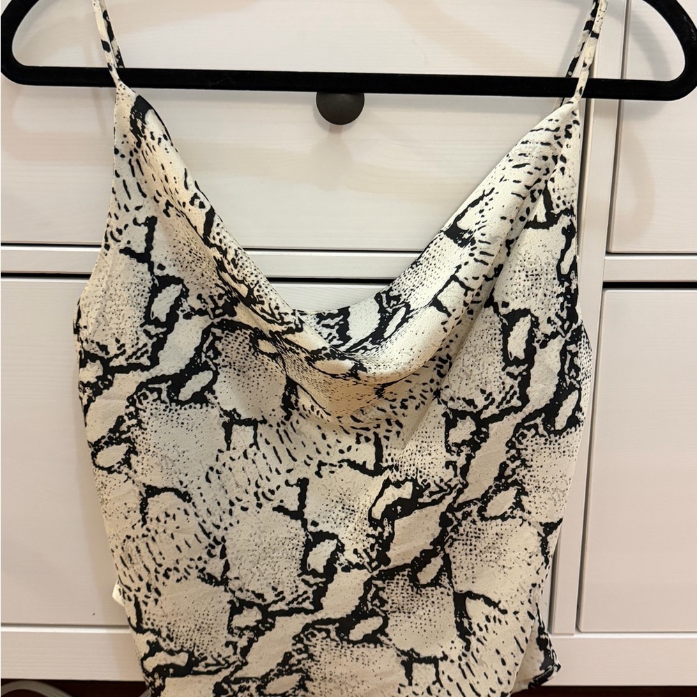 Dance & Marvel Black and Cream Snake Print Blouse